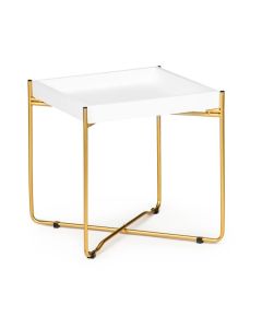 Stilig bord med gullfargede ben, Hvit