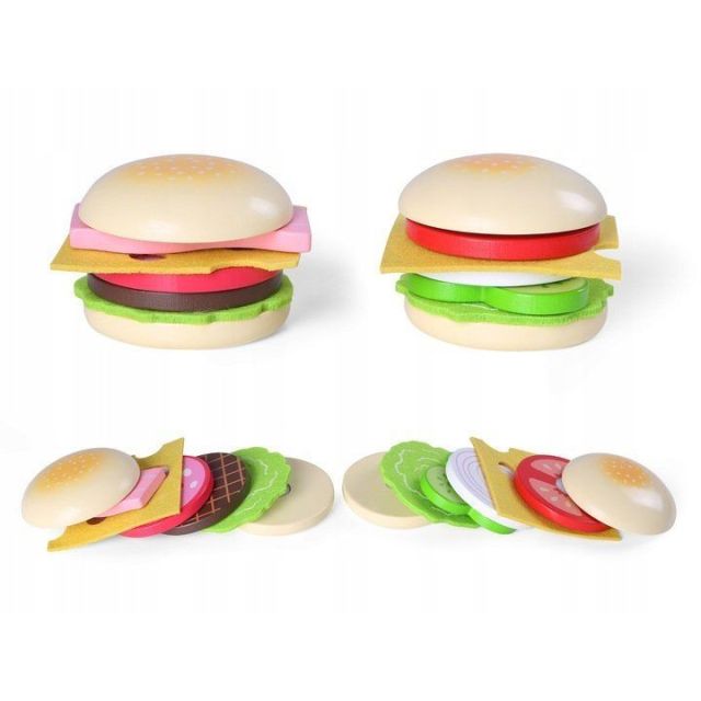 Lekekjøkken hamburger i tre